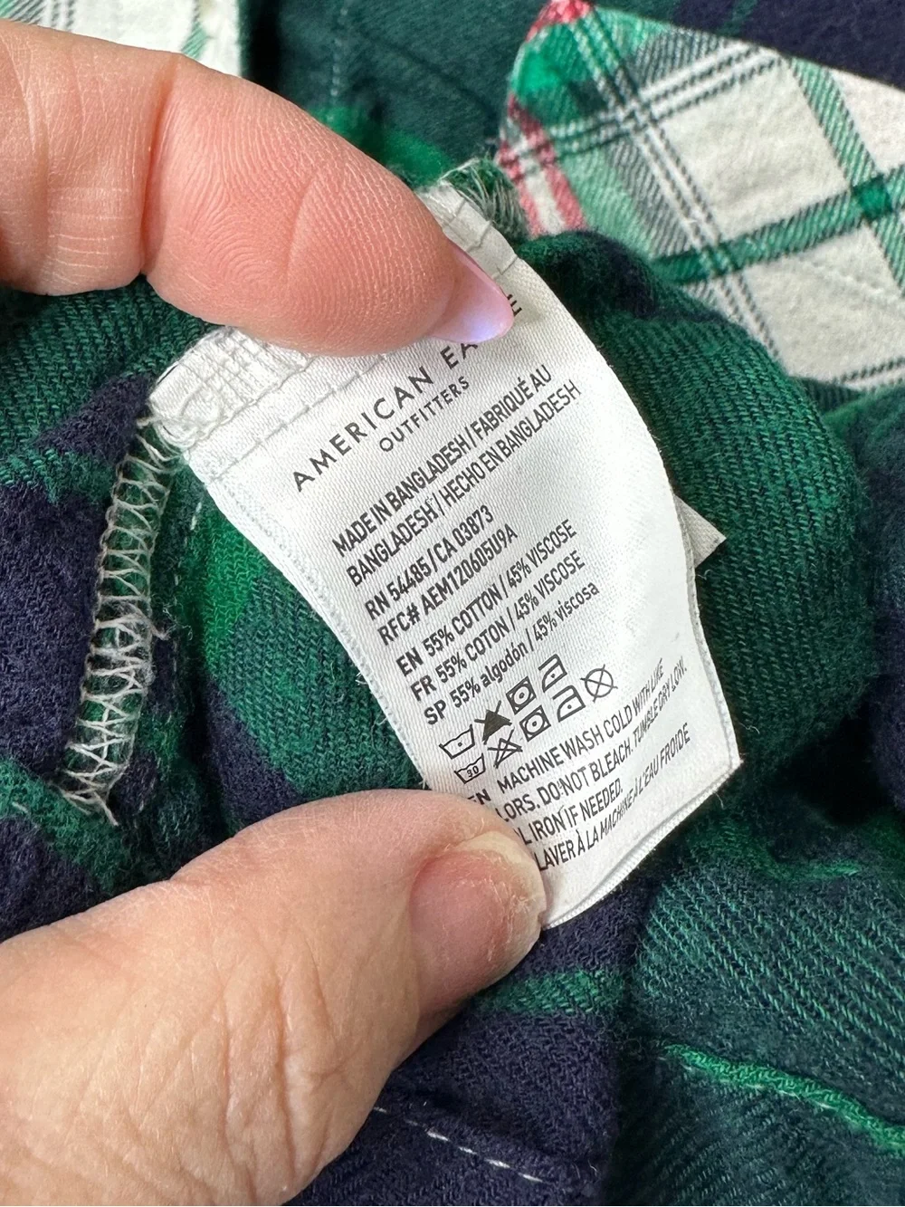 American Eagle Outfitters Lounge  Green Plaid‎ Cropped Button-Up Shirt XS